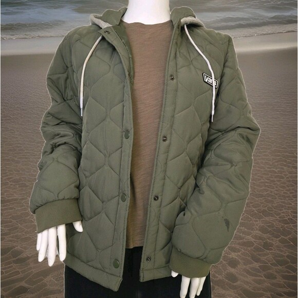 VANS MTE Board Jacket Women’s M/L Olive Hooded Puffer Retail $120 - Picture 13 of 13